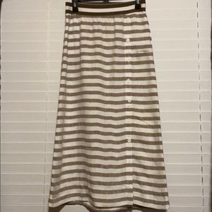 J Jill love linen Brown & white stripe maxi skirt